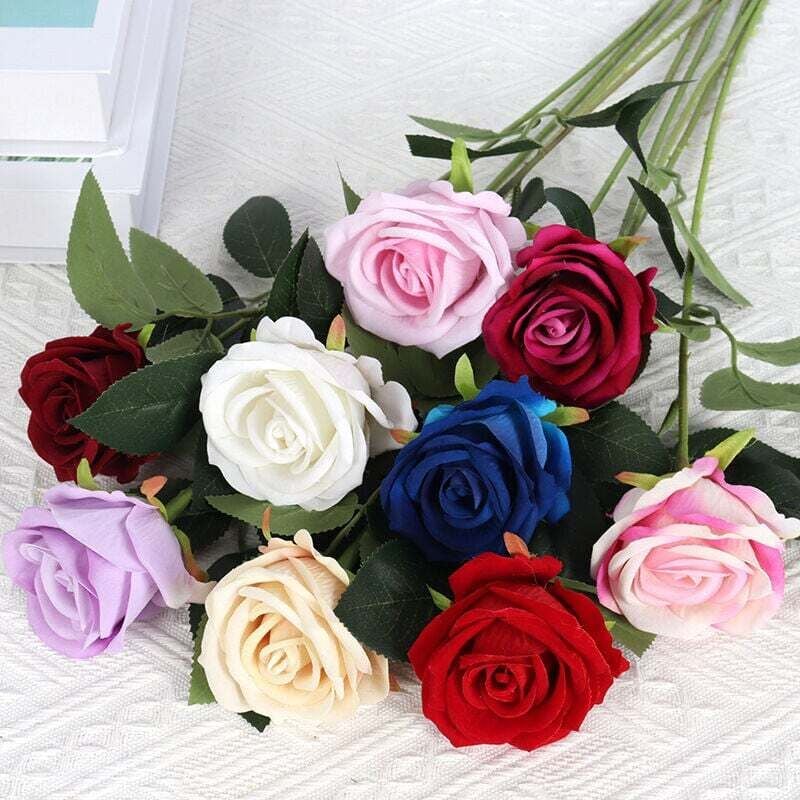 9 Stück künstliche Blumen, künstliche Rosen in verschiedenen Farben, langstielige künstliche Rosen zur Dekoration (52 cm, 9 verschiedene Farben)
