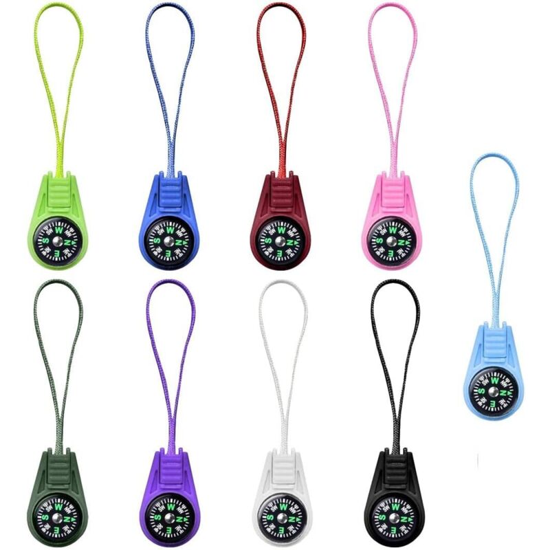 9-teiliger Mini-Überlebenskompass für Kinder, Outdoor-Aktivitäten, Geschenke, Outdoor-Sportarten, Camping, Wandern (mehrfarbig)