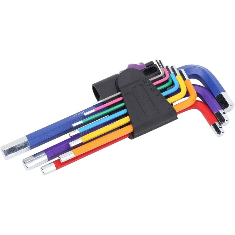 9-teiliges Inbusschlüssel Set, Innensechskant-Schlüssel-Set, Flach-Ende bunte Innensechskantschlüssel-Set Sechskantschlüssel-Werkzeug-Set für