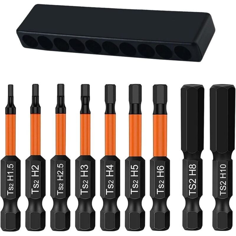 9 x Hex Bit Set, Inbusschlüssel Bohrer Set, Inbusschlüssel Schraubendreher Set, Inbusschlüssel Bit Set, Impact Hex Bit Set, Hex Bits 1/10.2 cm