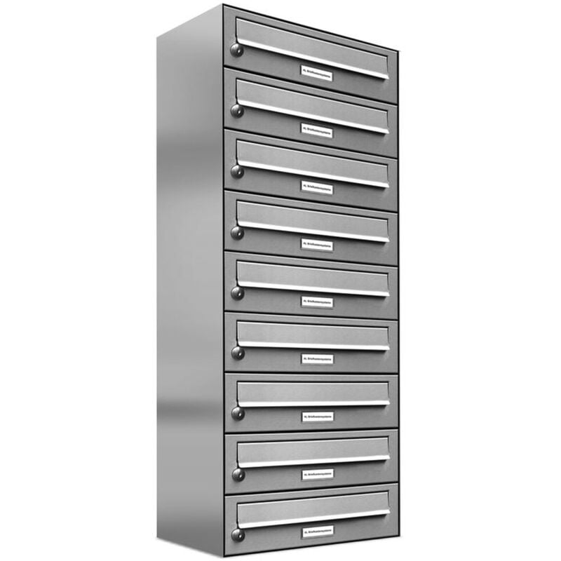 9er V2A Edelstahl Wandbriefkasten Anlage 9 Fach Briefkasten Postkasten