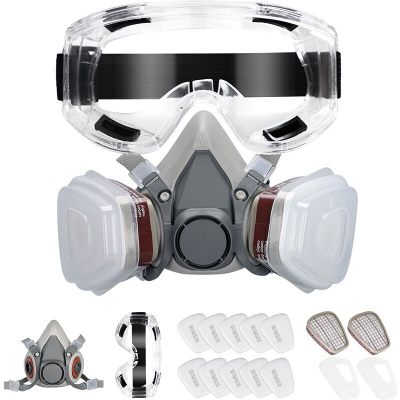 A1P2 Schutzmaske mit Filterbrille zum Schutz vor Staub, Gasen und Dämpfen beim Lackieren, Schweißen und Heimwerken