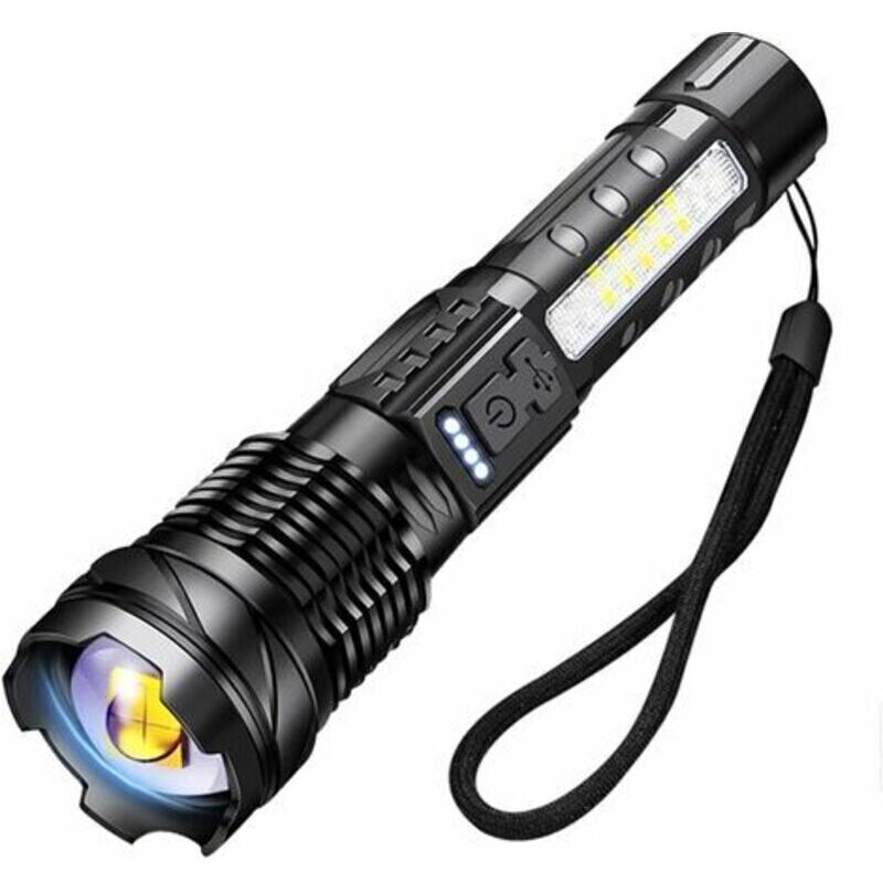 A76 Ultrastarke LED-Taschenlampe 20000 Lumen USB-wiederaufladbare Taschenlampe 7 Modi Taktische Taschenlampe mit Clip für Camping Wandern Notfall