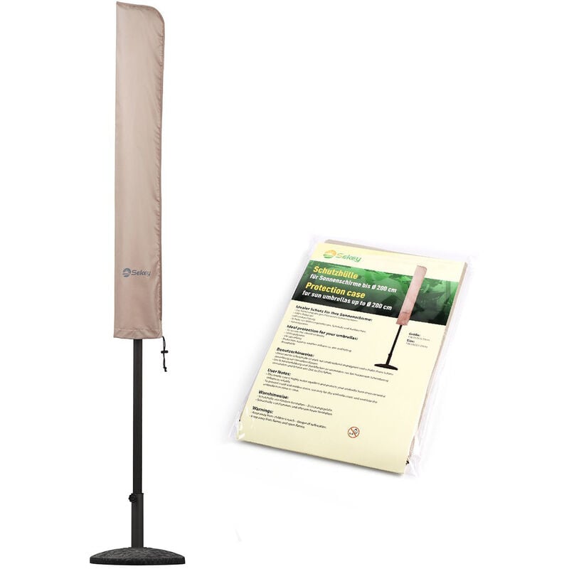 Schutzhülle Sonnenschirmhülle Taupe Sonnenschirm Abdeckung, bis 200cm Sonnenschirm - Sekey