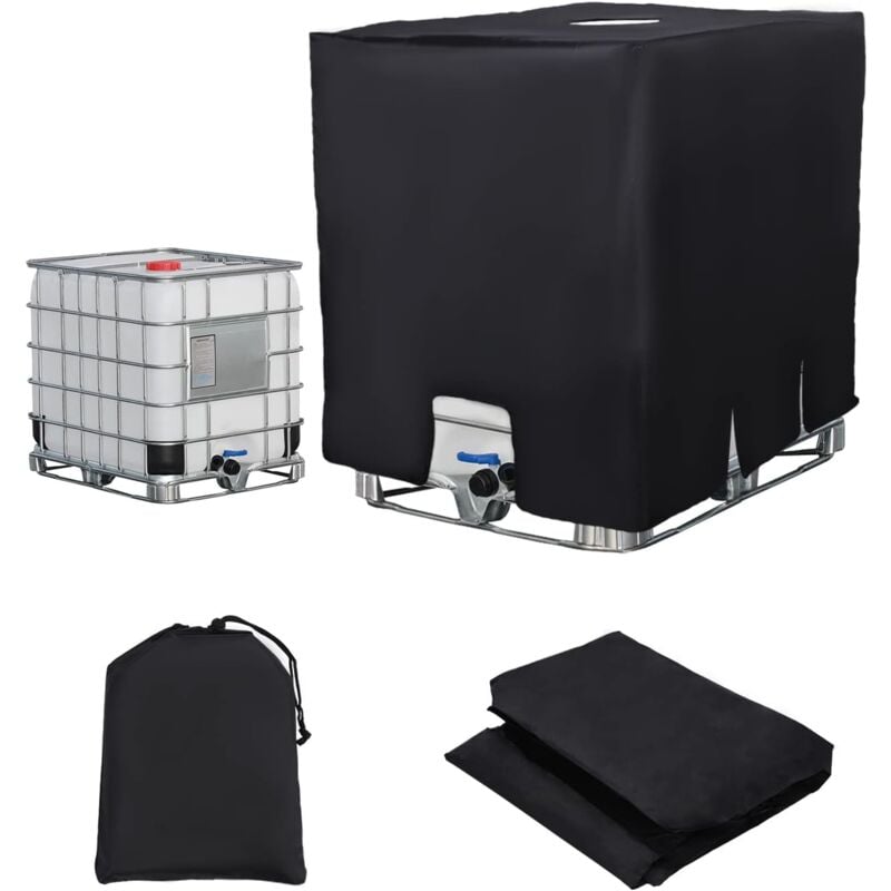Abdeckplane für 1000 l IBC-Tank, Wassertankabdeckung, Anti-UV-Anti-Staub-Abdeckung, Behälter-IBC-Tank-Schutzabdeckung, 120 x 100 x 116 cm, Schwarz