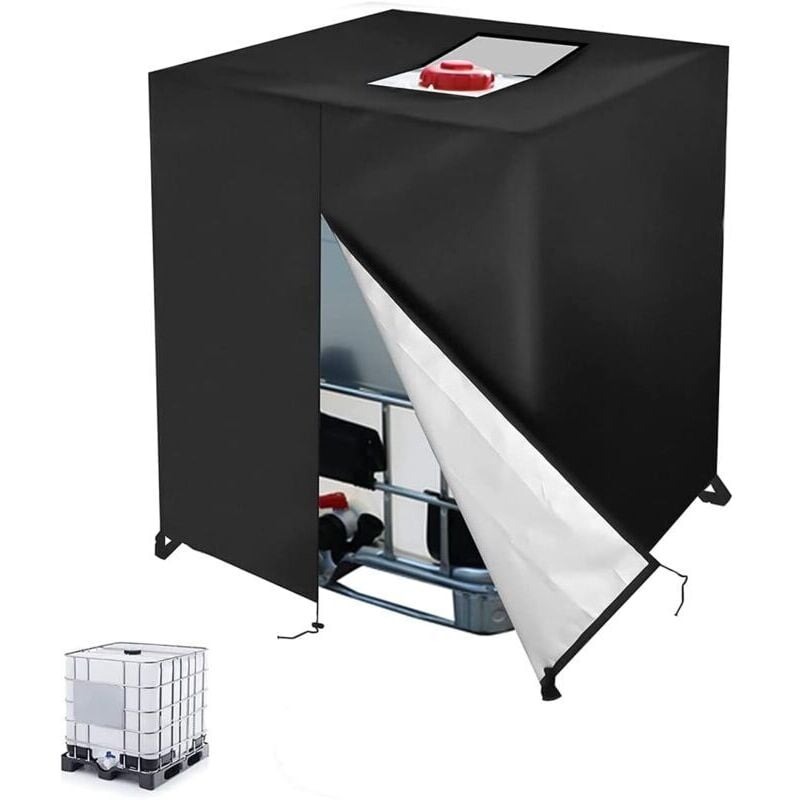 Abdeckplane für 1000L ibc Tank, Schutzhülle, Anti-UV Staubdichte ibc Tank Container Abdeckung, Schutzplane, Wasserdicht, (Schwarz, 120 x 100 x 116 cm)