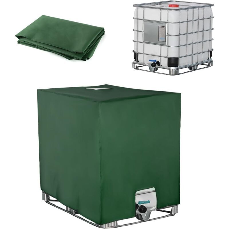 ZVD - Abdeckplane für 1000L IBC-Tank, Wassertank-Abdeckplane, Anti-UV-Anti-Staub-Regenwasser-Sammelkappe, Schutzplane Container IBC-Tank, 116 x 100 x
