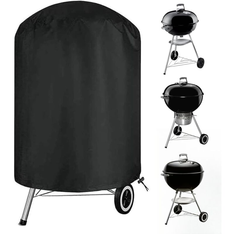Abdeckung für Holzkohlegrill – Runde Grillabdeckung – Passend für die meisten Holzkohlegrills – 27,5 x 27,5 Zoll – Schwarz