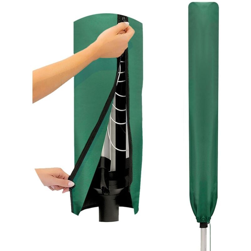 Abdeckung für Wäschespinne aus wasserdichtem Stoff, Sonnenschirmabdeckung für Gartentrockner und Wäscheständer 16x16x165CM Grün