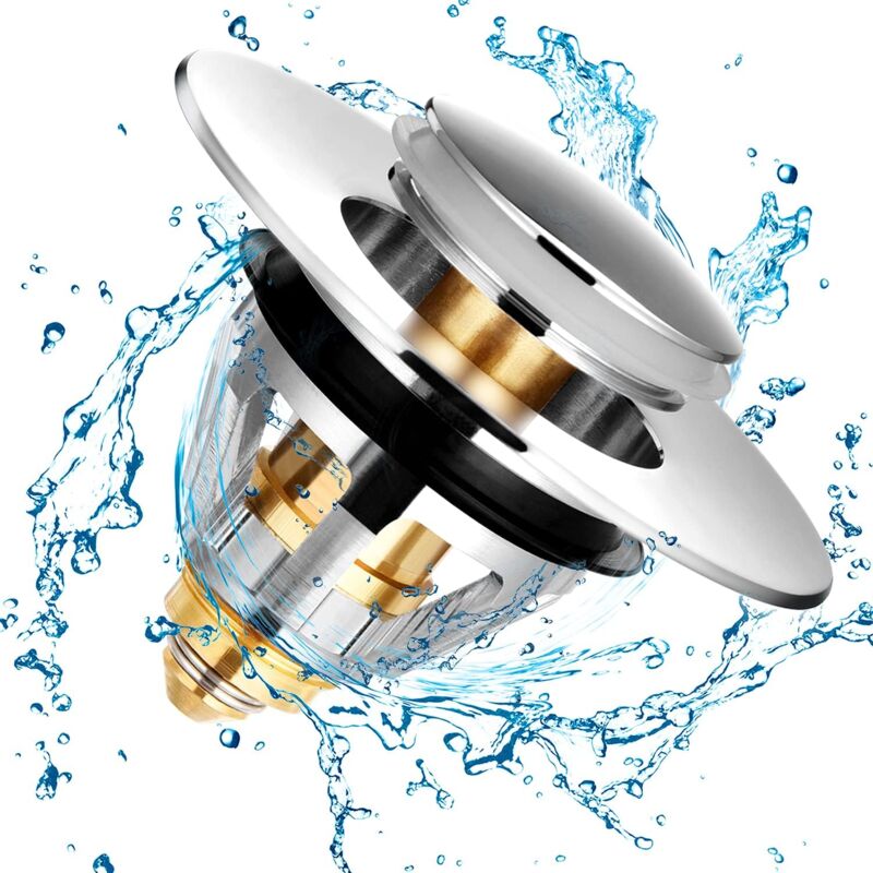 Aougo - Abflussfilter, Waschbecken-Abflussfilter, Badewannenstopfen, universeller Edelstahl-Sprungkern, Haarfilter für Waschbecken, Waschbecken,