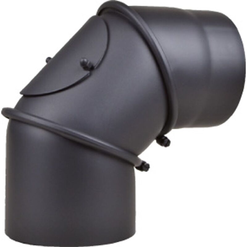 Abgasbogen für Kaminofen ø 150 90° mit Reinigungsöffnung und Drosselklappe