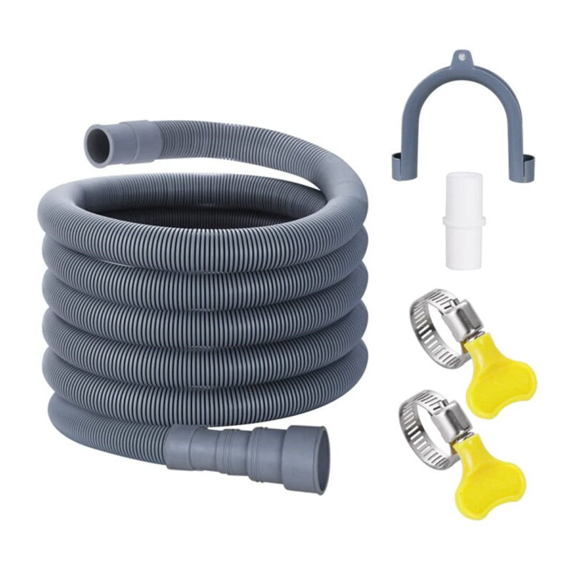 Alovez - Ablaufschlauch für Waschmaschine, 1,5 m Ablaufschlauchverlängerung, Universal-Ablaufschlauch, mit Halterung und Klemmen, für Waschmaschine,