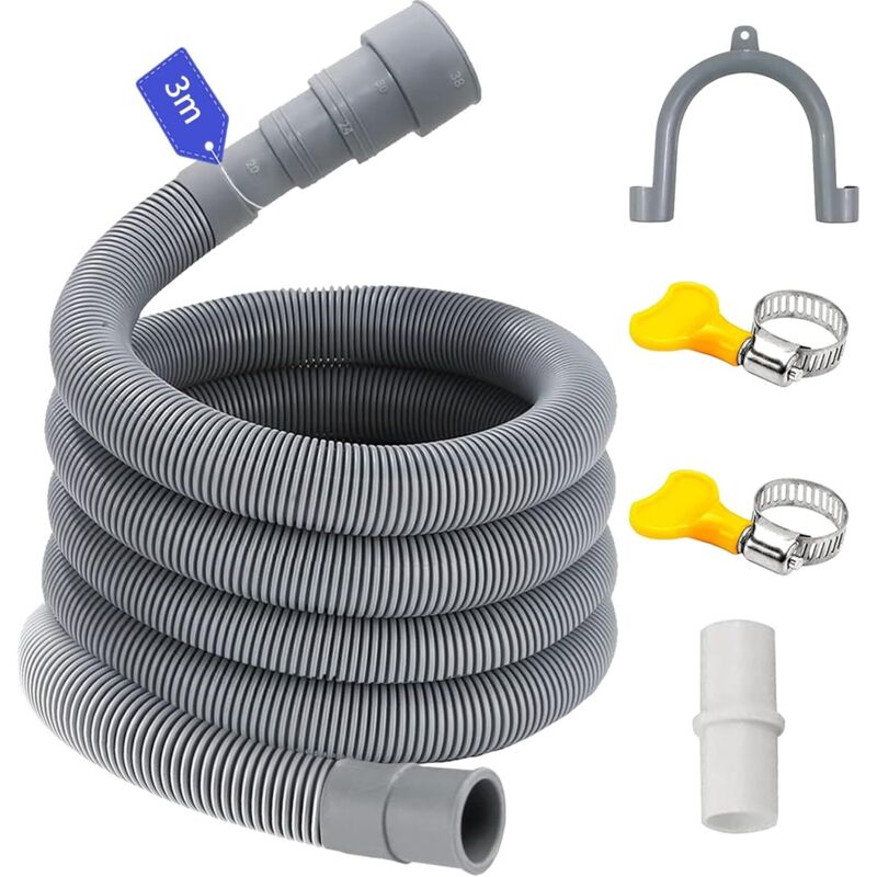 Ablaufschlauch Waschmaschine 0.5/1/1.5/2/2.5/3/4/5/6/7M, Passend für 4 Schnittstellengrößen, Waschmaschine Schlauch Abwasserschlauch Verlängerung