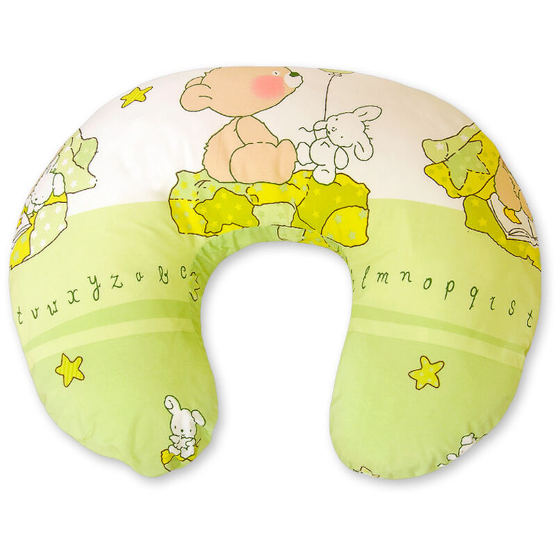 Abnehmbares Sitzsack-Stillkissen - Teddybär mit Ballon, grün