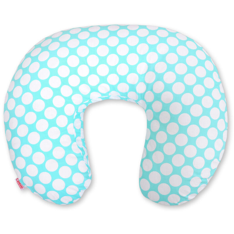 Abnehmbares Stillkissen in Bohnenform - weiße Kreise auf Türkis