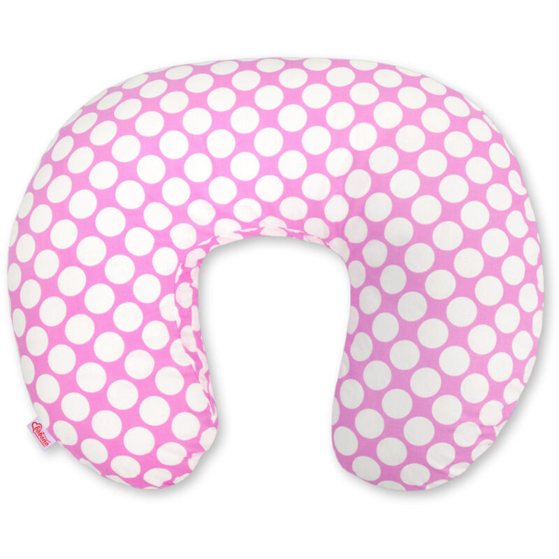 Abnehmbares Stillkissen mit Sitzsack - weiße Kreise auf rosa