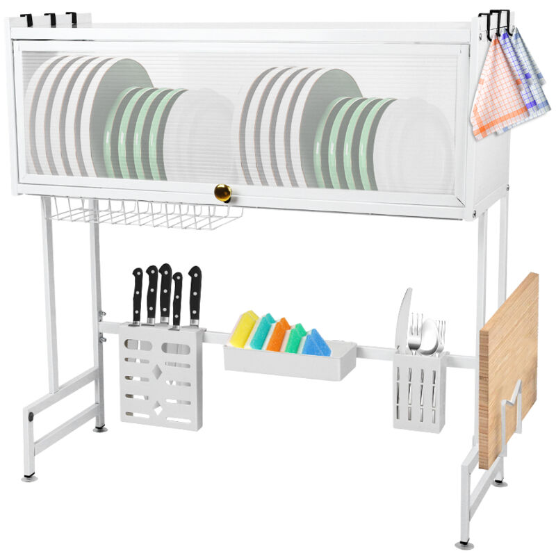 Abtropfgestell über der Spüle Ablage über der Spüle Aufbewahrungsorganisator 65x30x78cm Weiß