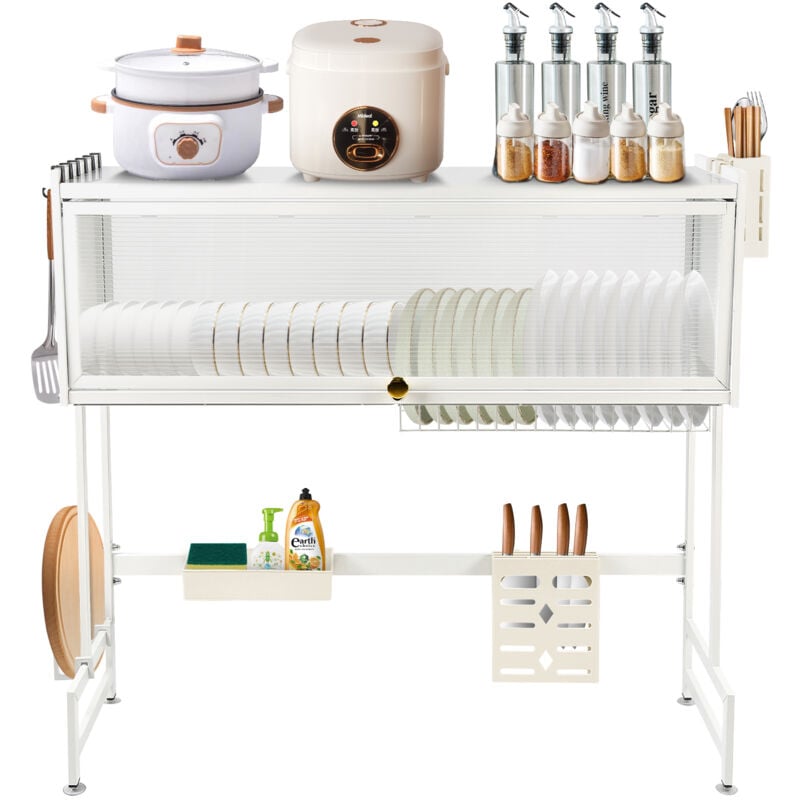 Abtropfgestell über der Spüle Ablage über der Spüle Aufbewahrungsorganisator 85x28x78cm Weiß