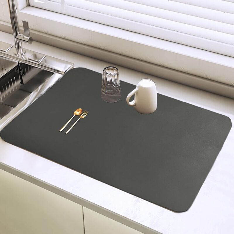 Abtropfmatte für Geschirr, 40 x 30 cm, super saugfähige Abtropfmatte für die Küche, saugfähige Abtropfmatte für Geschirr, Kaffeemaschinenmatte für