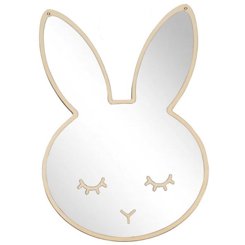 KZQ - Acrylspiegel – Hase/38 x 25 x 0,5 cm, Spiegel für Kinderzimmer, Kinderspiegel, Wandspiegel, dekorative Spiegel-Wandaufkleber, für Kinderzimmer,