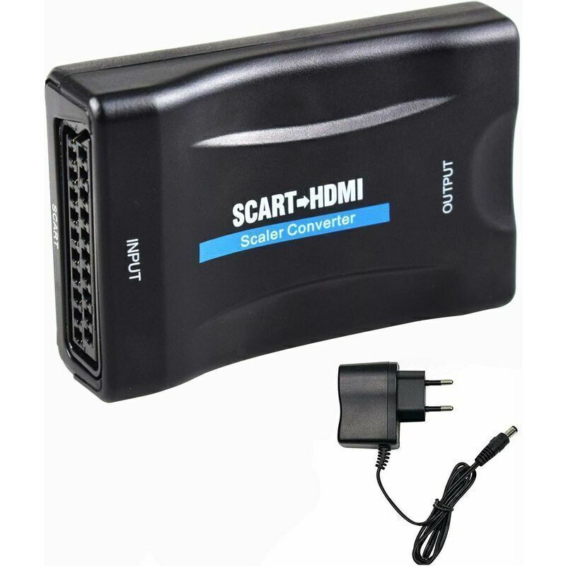 Adaptador SCART a HDMI, convertidor SCART a HDMI 1080p HD compatible con NTSC PAL para Sky HD Blu-ray PS3 TV Cr, TRIMEC