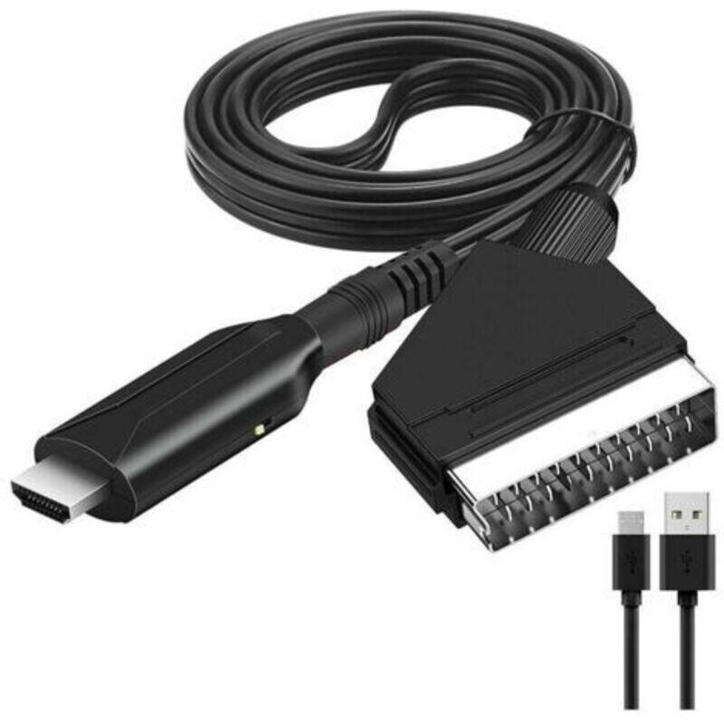 Scart-auf-HDMI-Adapter, Scart-auf-HDMI-Konverter mit HDMI-Kabel, Scart-auf-HDMI-Konverter, für Full HD TV 720P/1080P, Audio-Video für DVD Sky