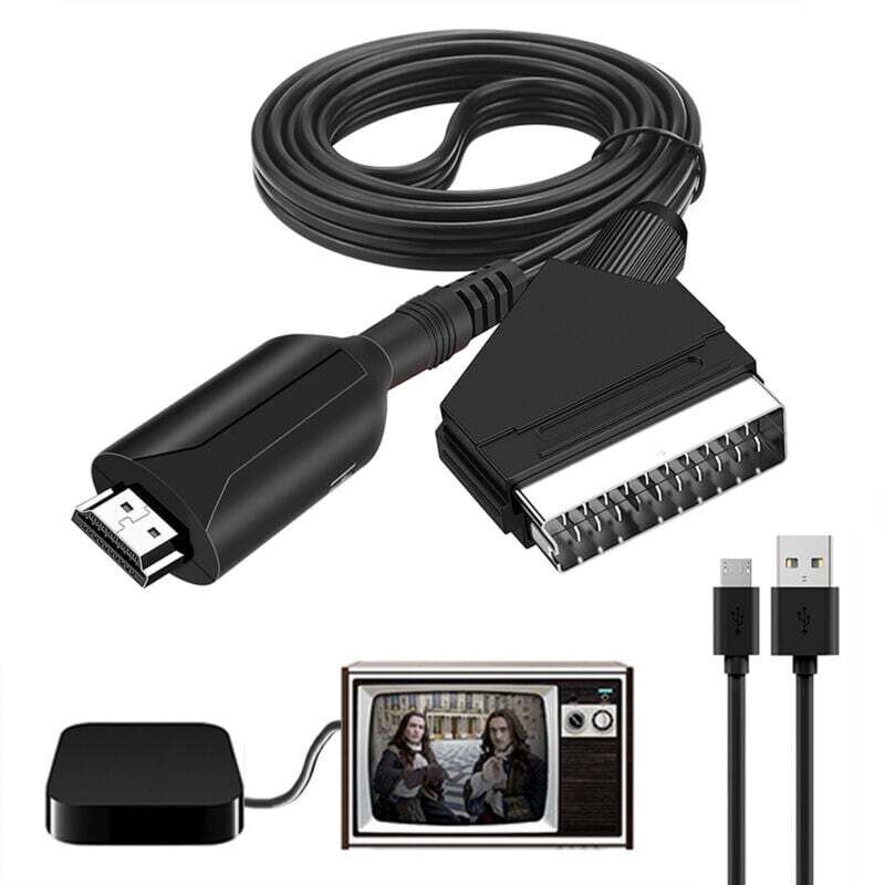 Adapter, SCART-zu-HDMI-Konverter, SCART zu HDMI für Full-HD-Fernseher, Audio- und Videoübertragung für Sky Blu-ray-Player, Set-Top-Boxen, Xbox, PS3