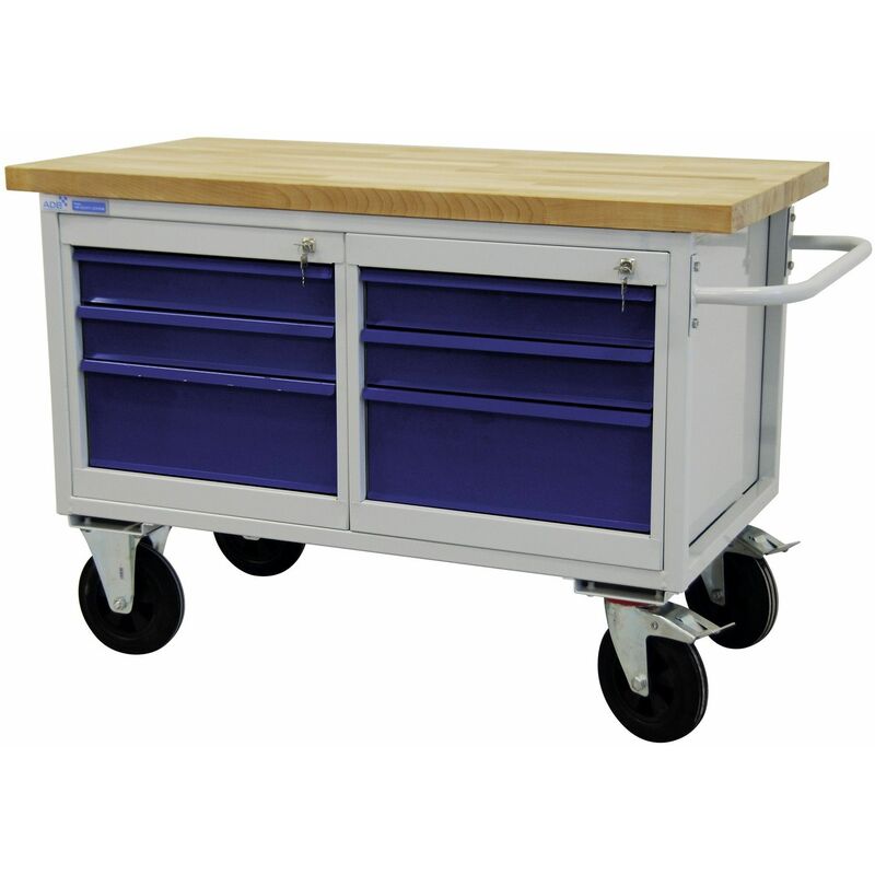 Mobile Werkbank Werktisch Werkstatt Rollwagen Werkstattwagen 6 Schubladen - ADB