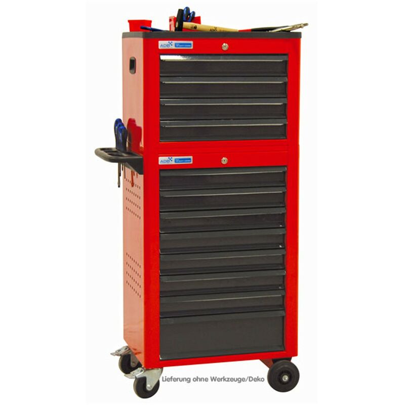 Werkstattwagen Basic mit Werkzeugtruhe, 12 Schubladen Werkzeug Rollwagen rot - ADB