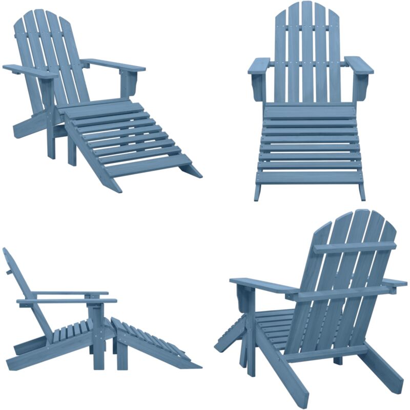 Vidaxl - Adirondack-Gartenstuhl mit Fußteil Massivholz Tanne Blau - Gartenstuhl - Holz Gartenstuhl - Adirondack Stuhl - Outdoor Möbel - Balkonmöbel