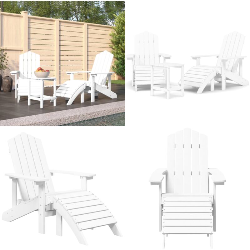 Vidaxl - Adirondack-Gartenstühle mit Hocker & Tisch hdpe Weiß - Gartenstühle - Adirondack Stühle - Outdoor Möbel - Gartenmöbel Set - Gartenlounge
