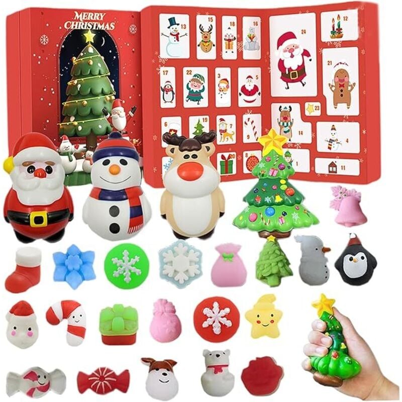 Adventskalender 2024, 24 lustige Designs, elastischer Adventskalender 2024, Stressabbau-Adventskalender für Mädchen, Stil 2