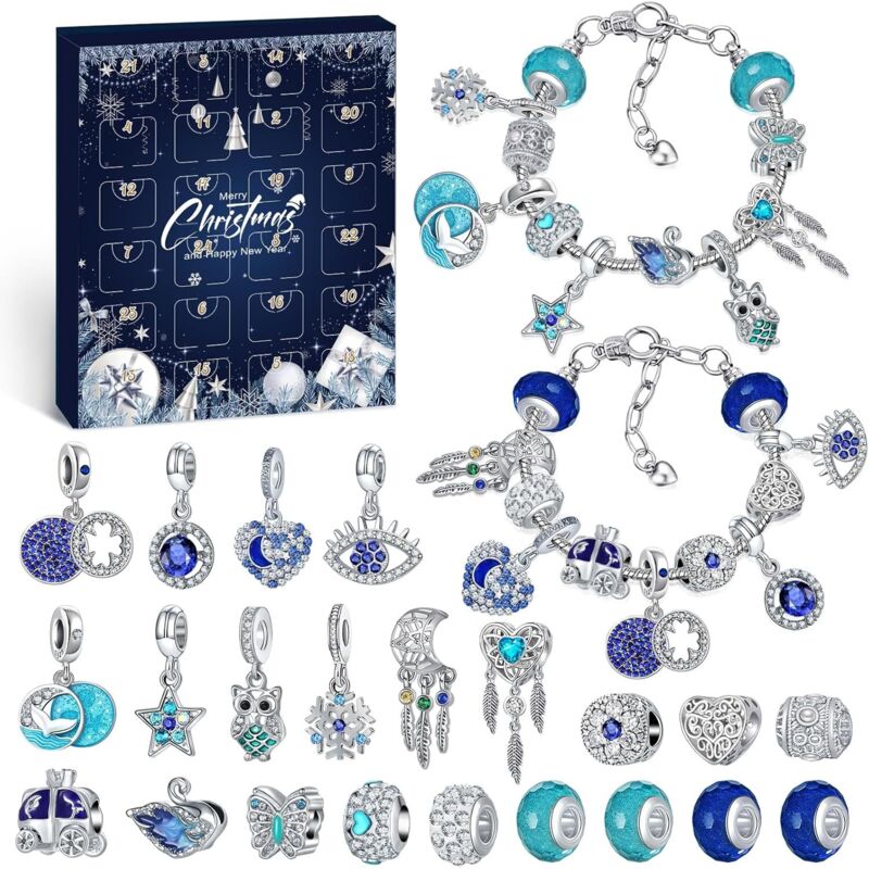 Adventskalender 2025 Schmuck Damen Mädchen 24 Überraschungen Adventskalender Kinder und Jugendliche Weihnachtskalender DIY Kit Armband Schmuck