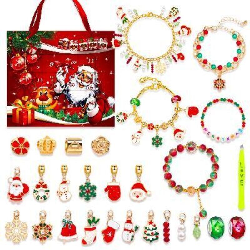 Adventskalender-Armband für Kinder, 24-tägiger Countdown, Adventskalender-Spielzeug, geeignet für Kinder ab 3 Jahren, Vintage-Weihnachtsgeschenk