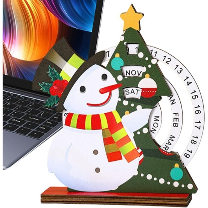 Adventskalender aus Holz für den Schreibtisch – Drehbarer Adventskalender aus Holz mit Countdown-Timer – Tischdekoration für Zuhause, Büro,