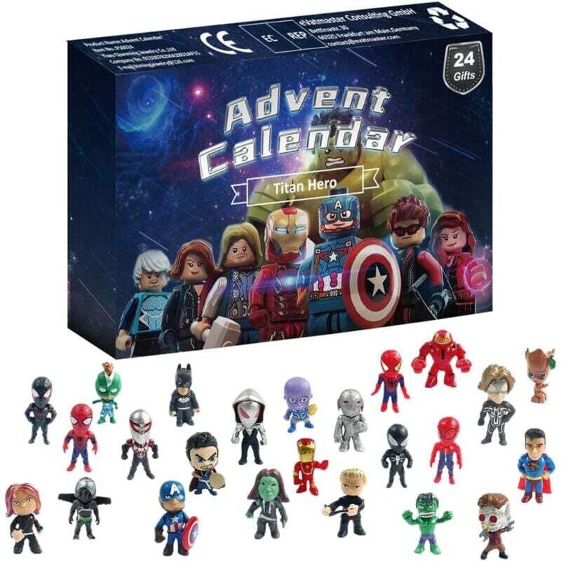 Adventskalender für Jungen und Mädchen, 24-teiliges Miniatur-Heldenfiguren-Spielzeug, Weihnachts-Countdown-Adventskalender,