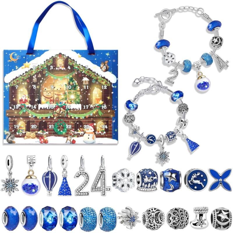 Adventskalender, für Teenager, Frauen, Mädchen, Weihnachts-Countdown für Charm-Armbänder, Adventskalender, Partygeschenke