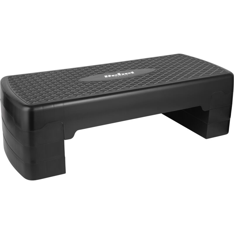 Aerobic-Fitness-Stepptreppe mit 3 Stufen, 68 cm hoch, schwarz, Rebel-Stepper-Plattform