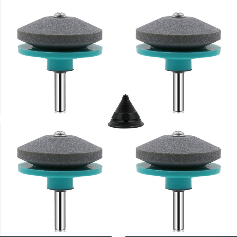 4-teiliger Universal-Rasenmäher-Klingenschärfer, Rasenmäher-Zubehör mit 1 Klingenausgleichssatz (Grün und Blau)