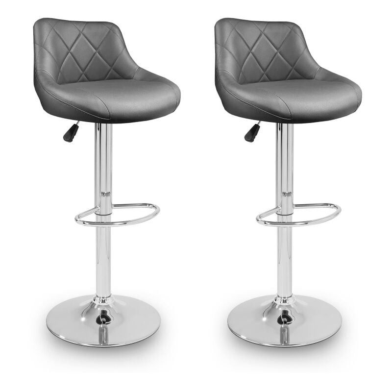 Aga 2er Set Barhocker Grau aus Kunstleder 360° drehbar höhenverstellbar, Barstuhl, Küchenhocker, Barhocker, Barstuhl, Bistrohocker