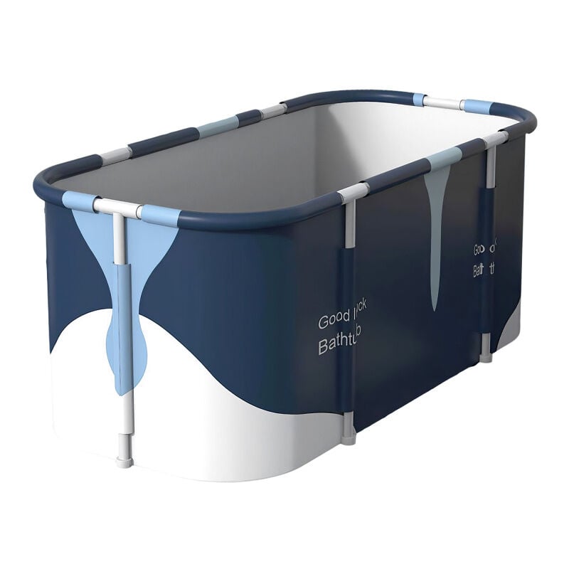 Aga Tragbare Badewanne, faltbare Badewanne für Erwachsene, drinnen und draußen, heißes Spa, Eisbad, 120 x 60 x 60 cm, Blau/Weiss
