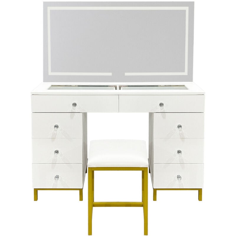 Aga Schminktisch mit Spiegel und Beleuchtung Mattweiß