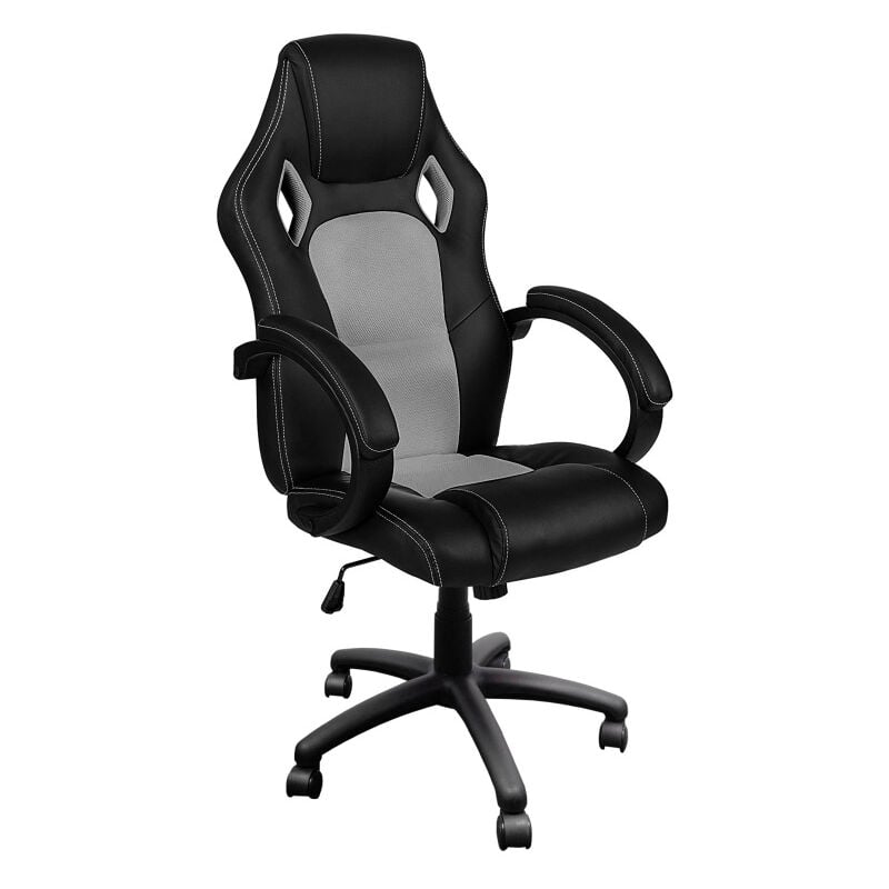 Aga24 - Aga Spielstuhl, Bürostuhl,Drehbarer Spielstuhl, Gamingstuhl, Racing Schreibtischstuhl, Chefsessel Schwarz - Grau