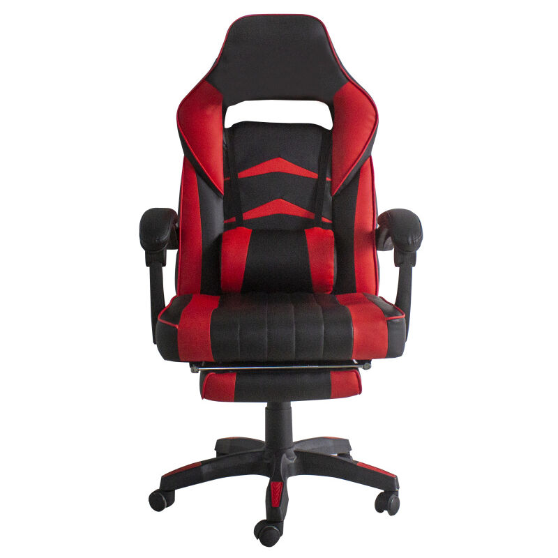 Aga Spielstuhl,Bürostuhl,Drehbarer Spielstuhl, Gamingstuhl, Racing Schreibtischstuhl, Chefsessel mit Fußstütze Schwarz - Rot