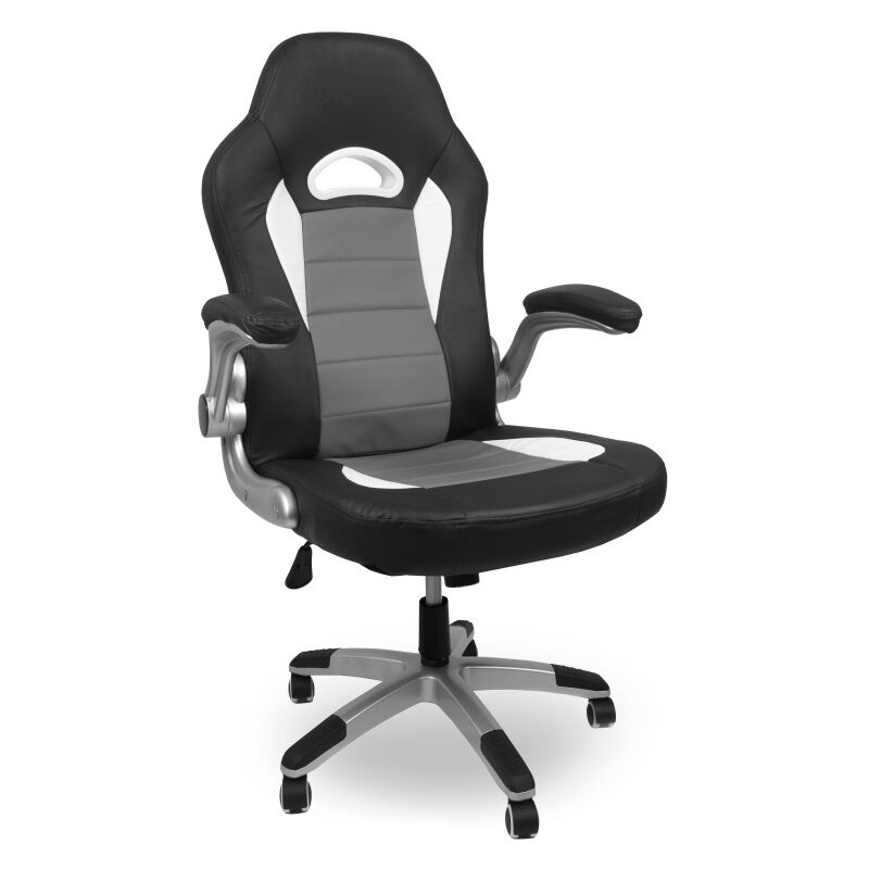 Aga24 - Aga Spielstuhl,Bürostuhl,Drehbarer Spielstuhl, Gamingstuhl, Racing Schreibtischstuhl, Chefsessel Schwarz - Grau