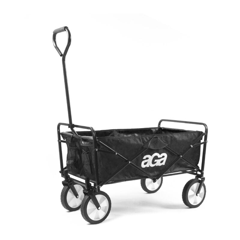 Aga Bollerwagen Gartenwagen faltbar mit Griff & Getränkehaltern bis 80 kg, Handwagen Outdoor mr 4610 Black