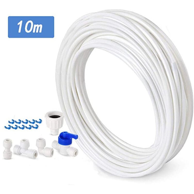 Ahlsen - 10 m langes Wasserversorgungsschlauch-Verbindungsset für Doppeltür-Kühlschränke im europäischen Stil, 6,3 mm Durchmesser