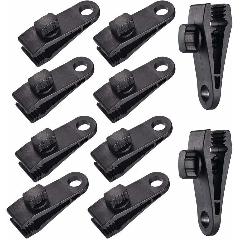 Ahlsen - 10 Sets Planenklammer Zeltklemme Plane Markisen Clip, Planenklemme, Zeltklemme, für Autozelt, Plane, Markisen, Camping, Schwarz,