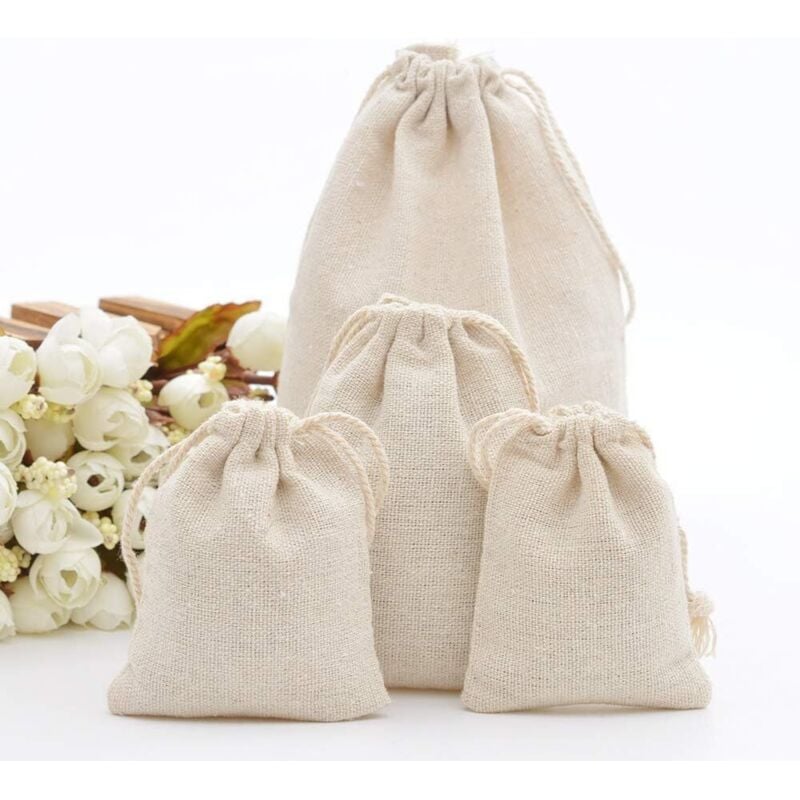 10 Stück Beutel aus Leinen und Hanf mit Kordelzug, Jutesäckchen für Schmuck, Geschenke, Hochzeiten, Geburtstage, Partys, Hochzeitsgeschenke,