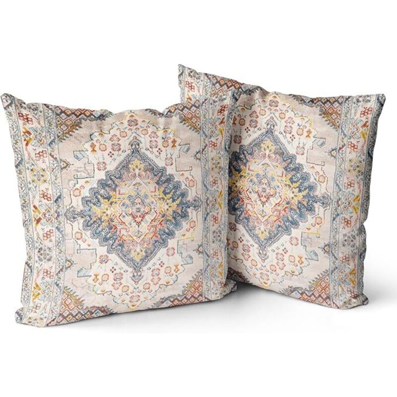 Bohemian-Blumen-Kissenbezug, 45,7 x 45,7 cm, 2 Stück, Bohemian-Vintage-Blumen-Kissenbezug, Samt, doppelseitig bedruckt, dekorativer Kissenbezug,